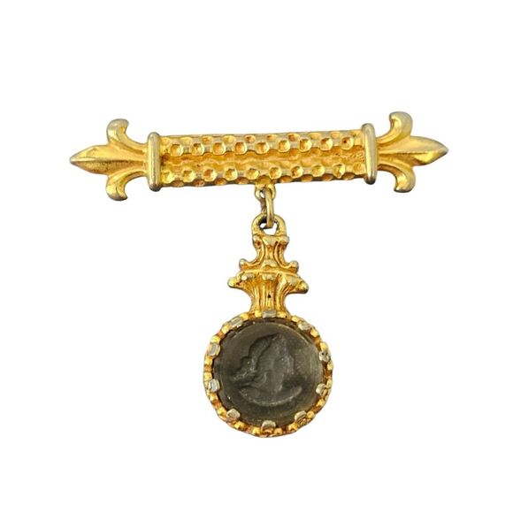 Vintage Maxine Denker Cameo Portrait Brooch Pin - Picture 1 of 7